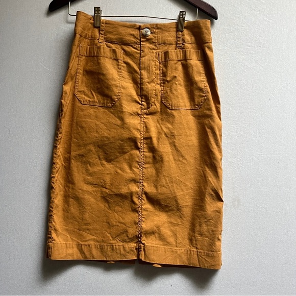 Anthropologie Maeve Colette Utility Midi Skirt Mustard Size M - Picture 2 of 10